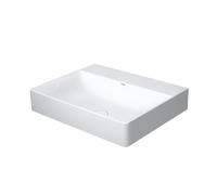Duravit DuraSquare Lavabo, lavabo per mobili 60x47 cm, senza foro per rubinetto, senza sfioratore, con panca per rubinetto,, Colorazione: Bianco con Wondergliss - 23536000701