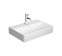 Lavabo Duravit DuraSquare, lavabo per mobili Compact 60x40cm, 1 foro per rubinetto, senza sfioratore, con panca per rubinetto,, Colorazione: Bianco con Wondergliss - 23566000411
