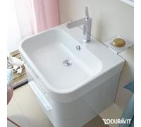 Lavabo per mobili Duravit Happy D.2 60cm con troppopieno, con foro per rubinetto da banco, 1 foro per rubinetto, Colorazione: Bianco con Wondergliss - 23186000001