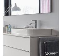 Lavabo da appoggio Duravit Happy D.2 60cm con troppopieno, con panca con foro per rubinetto, 1 foro per rubinetto, lucido, colorazione: Bianco con Wondergliss - 23156000001