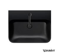 Lavabo da appoggio Duravit Happy D.2 Plus Plus, 236050, 1 foro per rubinetto, 500x400 mm, rettificato, con troppopieno, con foro per rubinetto da banco, Colorazione: Colore interno antracite opaco, colore esterno antracite opaco, colore esterno antracite opaco