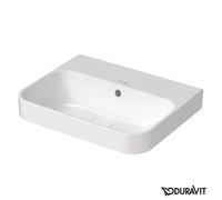 Lavello da appoggio Duravit Happy D.2 Plus, 23606060, senza foro per rubinetto, 600x460 mm, rettificato, con troppopieno, con panca per rubinetto, Colorazione: Colore interno bianco, colore esterno bianco - 2360600060