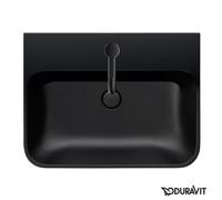 Lavabo da appoggio Duravit Happy D.2 Plus Plus, 23606060, 1 foro per rubinetto, 600x460 mm, rettificato, con troppopieno, con panca per rubinetto, Colorazione: Colore interno antracite opaco, colore esterno antracite opaco, con Wondergliss