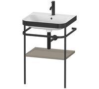 Duravit Happy D.2 Plus c-bonded Set avec console métallique, 575x490mm, 1 trou de robinetterie, HP4735O9292, HP4735O9292, Colorazione: Grigio pietra Vernice opaca Seta opaco