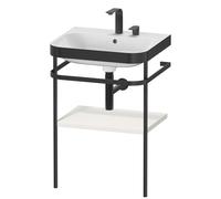 Duravit Happy D.2 Plus c-bonded Set avec console métallique, 575x490mm, 2 trous pour robinets, HP4735E3939, HP4735E3939, Colorazione: Nordic White laccato opaco seta bianco nordico