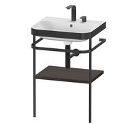 Duravit Happy D.2 Plus c-bonded Set avec console métallique, 575x490mm, 2 trous pour robinets, HP4735E6969, HP4735E6969, Colorazione: Noce spazzolato Impiallacciatura in vero legno