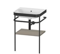 Duravit Happy D.2 Plus c-bonded Set avec console métallique, 575x490mm, sans trou pour robinetterie, HP4735N9292, HP4735N9292, Colorazione: Grigio pietra Vernice opaca Seta opaco