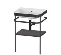 Duravit Happy D.2 Plus c-bonded Set avec console métallique, 575x490mm, sans trou pour robinetterie, HP4735N8080, HP4735N8080, Colorazione: Decoro grafite super opaco