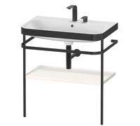 Duravit Happy D.2 Plus c-bonded Set avec console métallique, 775x490mm, 2 trous pour robinets, HP4737E2222, HP4737E2222, Colorazione: Decoro bianco lucido