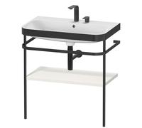 Duravit Happy D.2 Plus c-bonded Set avec console métallique, 775x490mm, 2 trous pour robinets, HP4737E3939, HP4737E3939, Colorazione: Nordic White laccato opaco seta bianco nordico