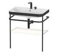 Duravit Happy D.2 Plus c-bonded Set avec console métallique, 775x490mm, 2 trous pour robinets, HP4737E3636, HP4737E3636, Colorazione: Laccato bianco seta opaco