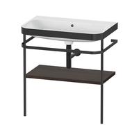 Duravit Happy D.2 Plus c-bonded Set avec console métallique, 775x490mm, sans trou pour robinetterie, HP4737N6969, HP4737N6969, Colorazione: Noce spazzolato Impiallacciatura in vero legno