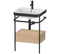 Duravit Happy D.2 Plus c-bonded Set avec console métallique et tiroir, 575x490mm, 1 trou pour robinetterie, HP4740O7171, HP4740O7171, Colorazione: Rovere mediterraneo impiallacciato in vero legno