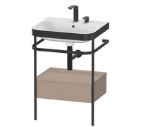 Duravit Happy D.2 Plus c-bonded Set avec console métallique et tiroir, 575x490mm, 2 trous pour robinetterie, HP4740E7575, HP4740E7575, Colorazione: Arredamento in lino
