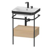 Duravit Happy D.2 Plus c-bonded Set avec console métallique et tiroir, 575x490mm, 2 trous pour robinetterie, HP4740E7171, HP4740E7171, Colorazione: Rovere mediterraneo impiallacciato in vero legno