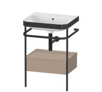 Duravit Happy D.2 Plus c-bonded Set avec console métallique et tiroir, 575x490mm, sans trou pour robinetterie, HP4740N7575, HP4740N7575, Colorazione: Arredamento in lino