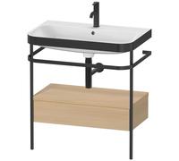 Duravit Happy D.2 Plus c-bonded Set avec console métallique et tiroir, 775x490mm, 1 trou pour robinetterie, HP4742O7171, HP4742O7171, Colorazione: Rovere mediterraneo impiallacciato in vero legno
