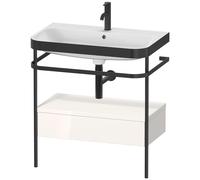Duravit Happy D.2 Plus c-bonded Set avec console métallique et tiroir, 775x490mm, 1 trou pour robinetterie, HP4742O2222, HP4742O2222, Colorazione: Decoro bianco lucido