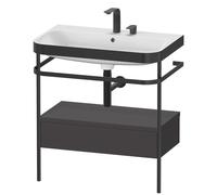 Duravit Happy D.2 Plus c-bonded Set avec console métallique et tiroir, 775x490mm, 2 trous pour robinetterie, HP4742E8080, HP4742E8080, Colorazione: Decoro grafite super opaco