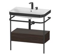 Duravit Happy D.2 Plus c-bonded Set avec console métallique et tiroir, 775x490mm, 2 trous pour robinetterie, HP4742E6969, HP4742E6969, Colorazione: Noce spazzolato Impiallacciatura in vero legno