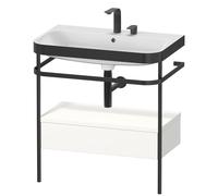 Duravit Happy D.2 Plus c-bonded Set avec console métallique et tiroir, 775x490mm, 2 trous pour robinetterie, HP4742E3636, HP4742E3636, Colorazione: Laccato bianco seta opaco