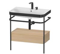 Duravit Happy D.2 Plus c-bonded Set avec console métallique et tiroir, 775x490mm, 2 trous pour robinetterie, HP4742E7171, HP4742E7171, Colorazione: Rovere mediterraneo impiallacciato in vero legno