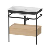 Duravit Happy D.2 Plus c-bonded Set avec console métallique et tiroir, 775x490mm, sans trou pour robinetterie, HP4742N7171, HP4742N7171, Colorazione: Rovere mediterraneo impiallacciato in vero legno