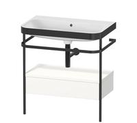 Duravit Happy D.2 Plus c-bonded Set avec console métallique et tiroir, 775x490mm, sans trou pour robinetterie, HP4742N3636, HP4742N3636, Colorazione: Laccato bianco seta opaco