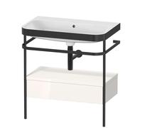 Duravit Happy D.2 Plus c-bonded Set avec console métallique et tiroir, 775x490mm, sans trou pour robinetterie, HP4742N2222, HP4742N2222, Colorazione: Decoro bianco lucido