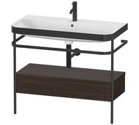 Duravit Happy D.2 Plus c-bonded Set avec console métallique et tiroir, 975x490mm, 1 trou pour robinetterie, HP4743O6969, HP4743O6969, Colorazione: Noce spazzolato Impiallacciatura in vero legno