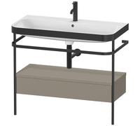 Duravit Happy D.2 Plus c-bonded Set avec console métallique et tiroir, 975x490mm, 1 trou pour robinetterie, HP4743O9292, HP4743O9292, Colorazione: Grigio pietra Vernice opaca Seta opaco