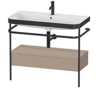 Duravit Happy D.2 Plus c-bonded Set avec console métallique et tiroir, 975x490mm, 1 trou pour robinetterie, HP4743O7575, HP4743O7575, Colorazione: Arredamento in lino
