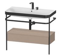 Duravit Happy D.2 Plus c-bonded Set avec console métallique et tiroir, 975x490mm, 2 trous pour robinetterie, HP4743E7575, HP4743E7575, Colorazione: Arredamento in lino