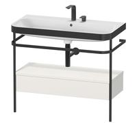 Duravit Happy D.2 Plus c-bonded Set avec console métallique et tiroir, 975x490mm, 2 trous pour robinetterie, HP4743E3939, HP4743E3939, Colorazione: Nordic White laccato opaco seta bianco nordico