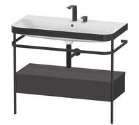 Duravit Happy D.2 Plus c-bonded Set avec console métallique et tiroir, 975x490mm, 2 trous pour robinetterie, HP4743E8080, HP4743E8080, Colorazione: Decoro grafite super opaco