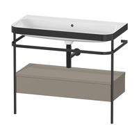 Duravit Happy D.2 Plus c-bonded Set avec console métallique et tiroir, 975x490mm, Sans trou pour robinetterie, HP4743N9292, HP4743N9292, Colorazione: Grigio pietra Vernice opaca Seta opaco