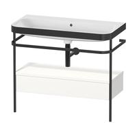 Duravit Happy D.2 Plus c-bonded Set avec console métallique et tiroir, 975x490mm, Sans trou pour robinetterie, HP4743N3636, HP4743N3636, Colorazione: Laccato bianco seta opaco
