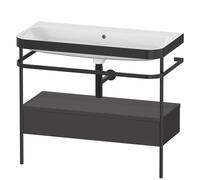 Duravit Happy D.2 Plus c-bonded Set avec console métallique et tiroir, 975x490mm, Sans trou pour robinetterie, HP4743N8080, HP4743N8080, Colorazione: Decoro grafite super opaco