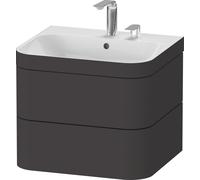 Duravit Happy D.2 Plus c-bonded Set suspendu, 575x490mm, 2 tiroirs, 2 trous pour robinetterie, HP4635E8080, HP4635E8080, Colorazione: Decoro grafite super opaco