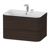 Duravit Happy D.2 Plus c-bonded Set suspendu, 775x490mm, 2 tiroirs, 2 trous pour robinetterie, HP4637E6969, HP4637E6969, Colorazione: Noce spazzolato Impiallacciatura in vero legno