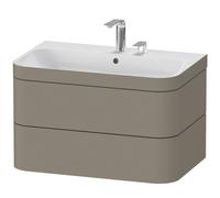 Duravit Happy D.2 Plus c-bonded Set suspendu, 775x490mm, 2 tiroirs, 2 trous pour robinetterie, HP4637E9292, HP4637E9292, Colorazione: Grigio pietra Vernice opaca Seta opaco