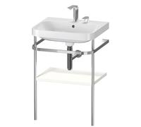 Duravit Happy D.2 Plus c-shaped Set avec console métallique, 575x490mm, 2 trous pour robinets, HP4835E3636, HP4835E3636, Colorazione: Laccato bianco seta opaco