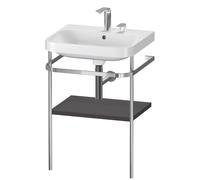Duravit Happy D.2 Plus c-shaped Set avec console métallique, 575x490mm, 2 trous pour robinets, HP4835E8080, HP4835E8080, Colorazione: Decoro grafite super opaco