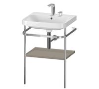 Duravit Happy D.2 Plus c-shaped Set avec console métallique, 575x490mm, 2 trous pour robinets, HP4835E9292, HP4835E9292, Colorazione: Grigio pietra Vernice opaca Seta opaco