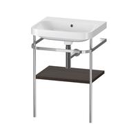 Duravit Happy D.2 Plus c-shaped Set avec console métallique, 575x490mm, sans trou pour robinetterie, HP4835N6969, HP4835N6969, Colorazione: Noce spazzolato Impiallacciatura in vero legno