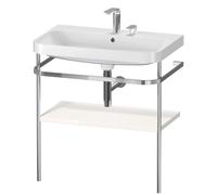 Duravit Happy D.2 Plus c-shaped Set avec console métallique, 775x490mm, 2 trous pour robinets, HP4837E2222, HP4837E2222, Colorazione: Decoro bianco lucido