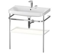 Duravit Happy D.2 Plus c-shaped Set avec console métallique, 775x490mm, 2 trous pour robinets, HP4837E3636, HP4837E3636, Colorazione: Laccato bianco seta opaco