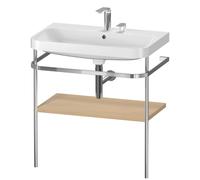 Duravit Happy D.2 Plus c-shaped Set avec console métallique, 775x490mm, 2 trous pour robinets, HP4837E7171, HP4837E7171, Colorazione: Rovere mediterraneo impiallacciato in vero legno