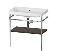 Duravit Happy D.2 Plus c-shaped Set avec console métallique, 775x490mm, sans trou pour robinetterie, HP4837N6969, HP4837N6969, Colorazione: Noce spazzolato Impiallacciatura in vero legno