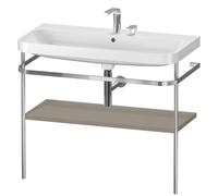 Duravit Happy D.2 Plus c-shaped Set avec console métallique, 975x490mm, 2 trous pour robinets, HP4838E9292, HP4838E9292, Colorazione: Grigio pietra Vernice opaca Seta opaco